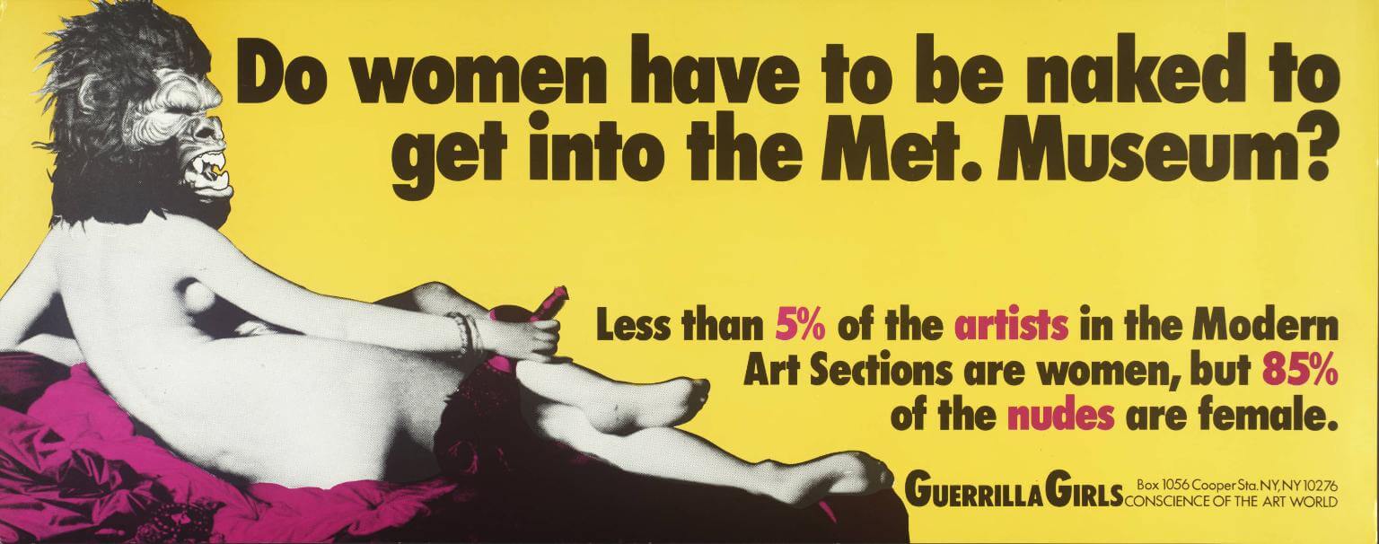 English language school talks art Guerrilla Girls billboard