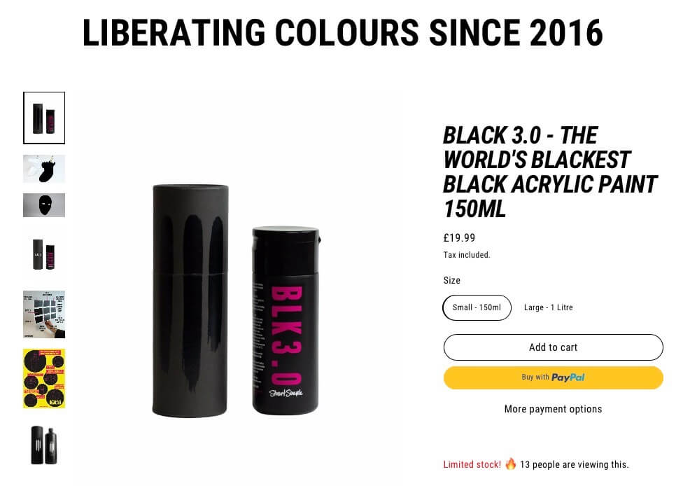 BLACK 3.0 No Water Added - the blackest paint in the world 150ml