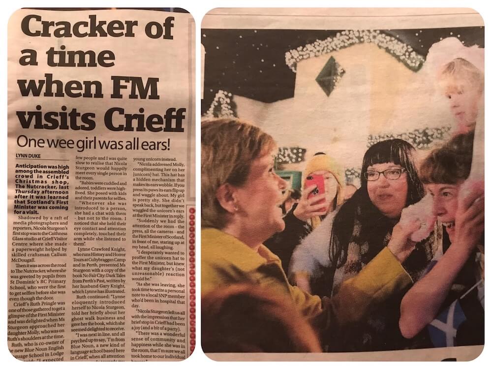 Nicola Sturgeon visits Crieff Nutcracker Christmas Shop Newspaper