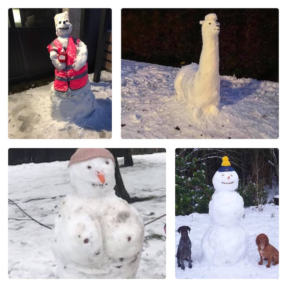 Learn English with art - all the different styles of Crieff snowmen