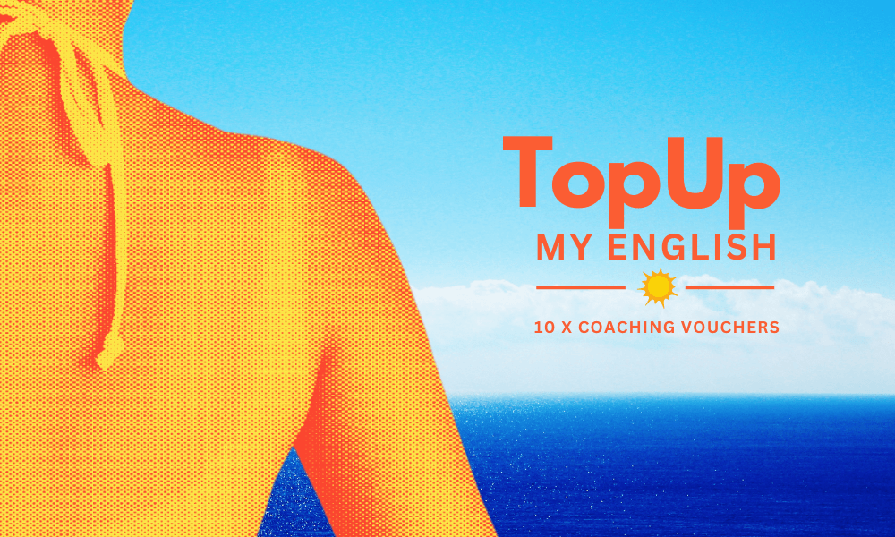 Online English Coaching - Don't let it fade advert with shoulder tan