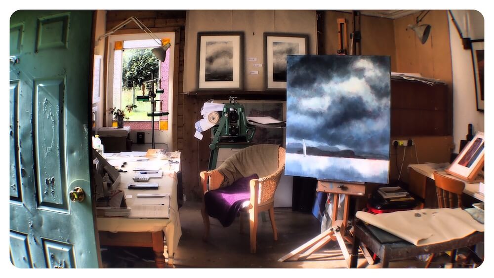 Perthshire artist studio with painitng for Meet artists for social English skills.