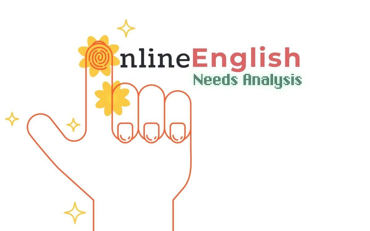 graphic for Online English Language Teacher Needs Analysis - hand & fingerprint