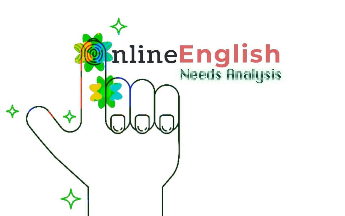 graphic for Online English Language Teacher Needs Analysis - hand & fingerprint
