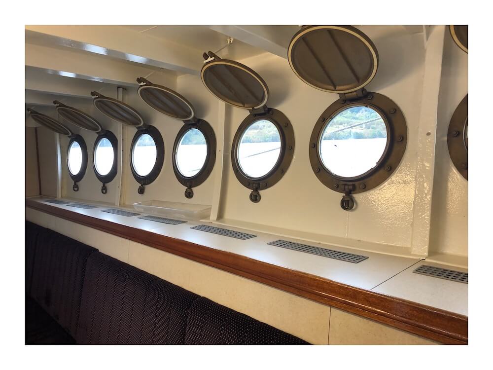 portholes on Sir Walter Scott steamboat excursion