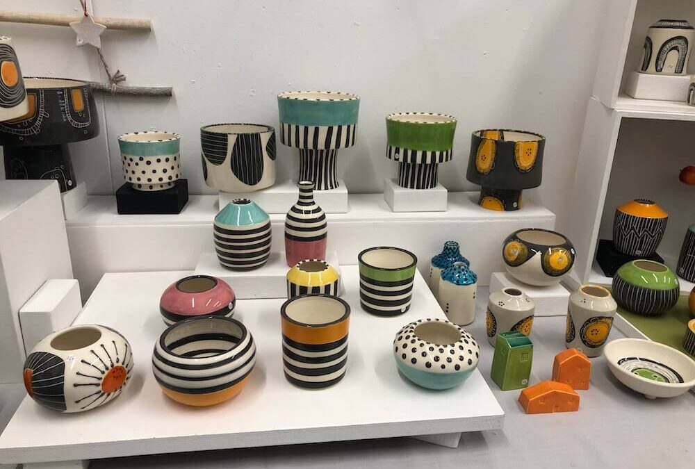 Ceri White ceramic pots in studio for Scottish Artists and English Experiences