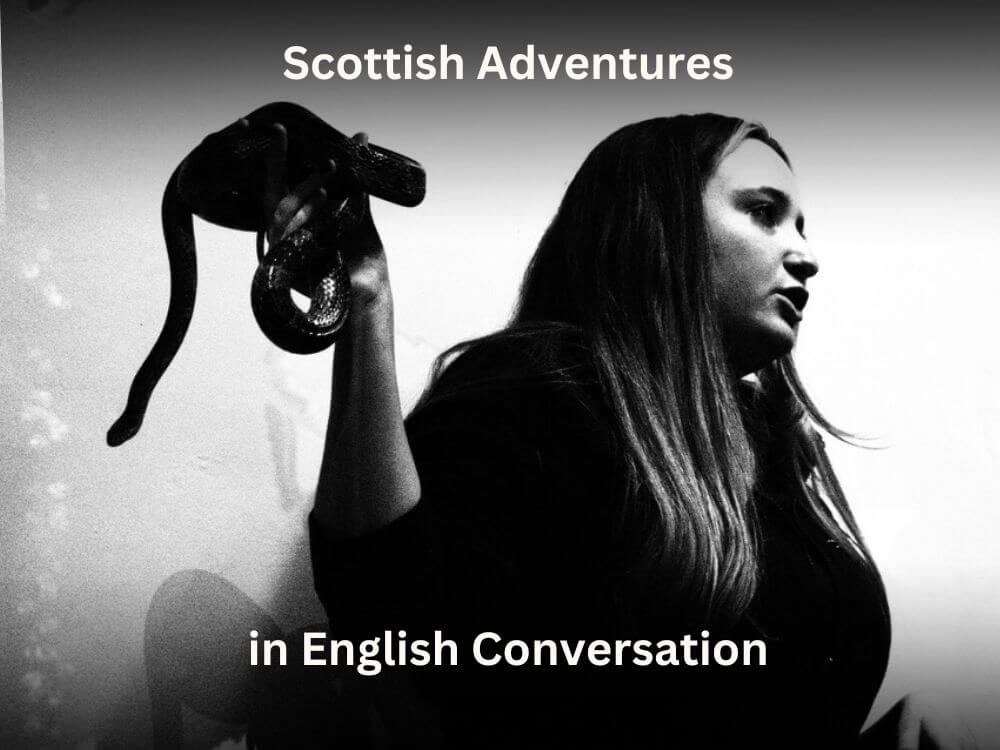 girl holding snake - advert for Scottish adventures in English conversation