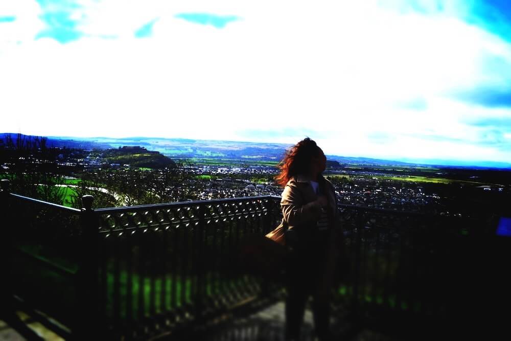 a visit to the Wallace Monument Stirling. Girl looking at view