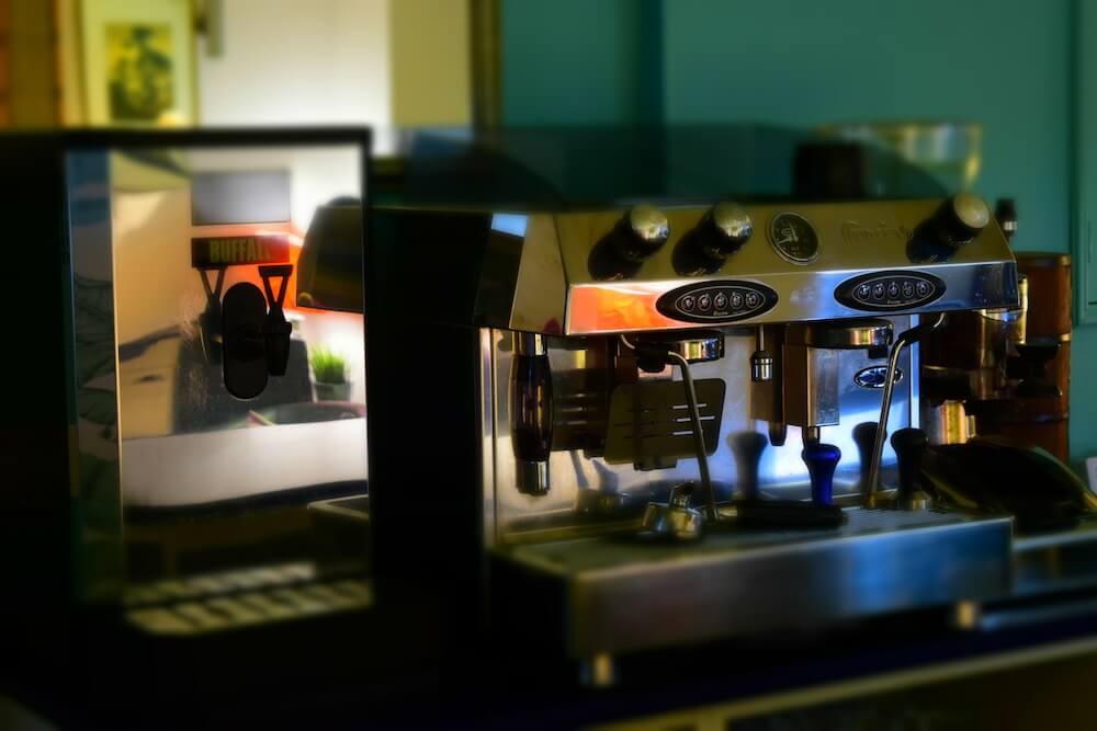 Venue hire Perthshire - interior of Blue Noun - coffee machine
