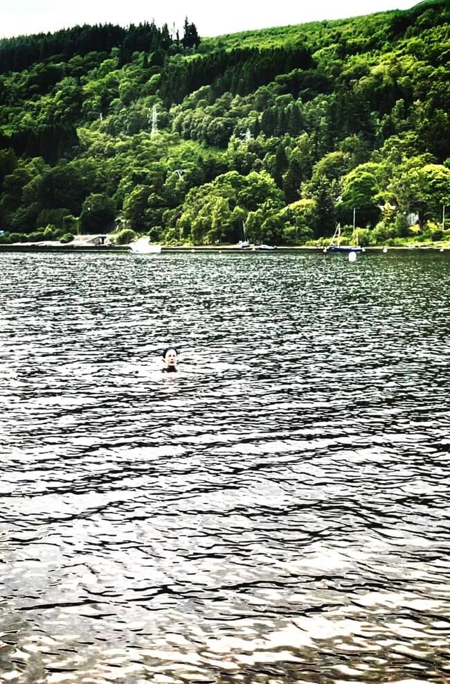 English immersion holiday - swimming in Loch Earn Scotland