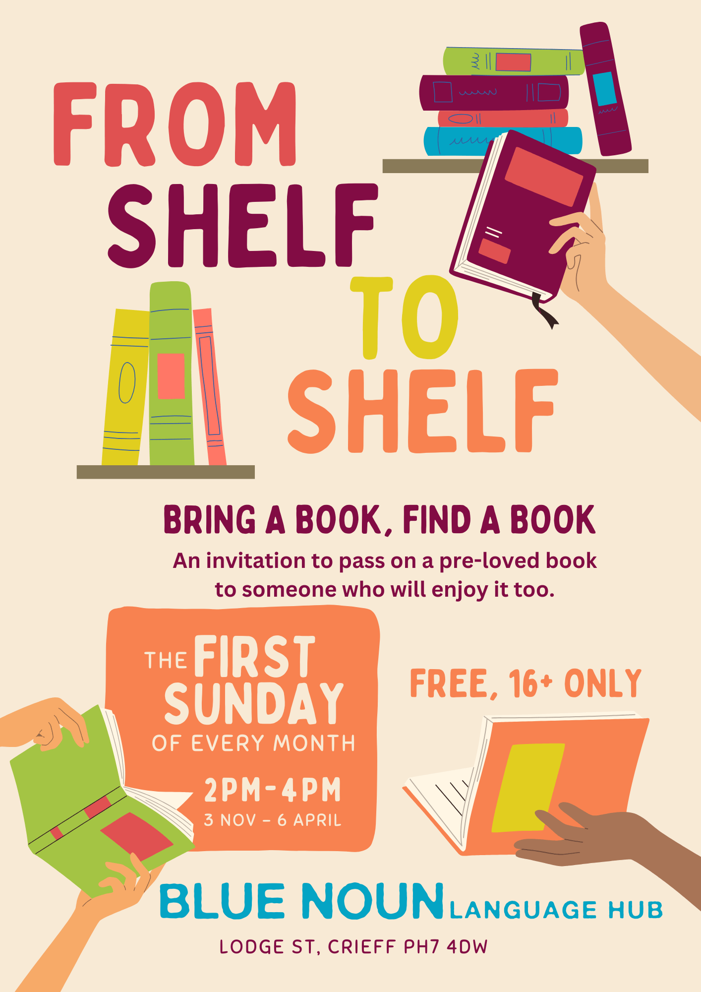 from shelf to shelf book exchange in Crieff poster