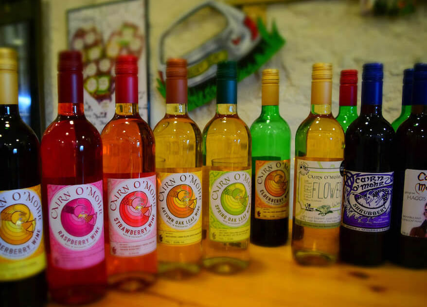 Cairn O Mohr Perthshire winery wine bottles for Spring