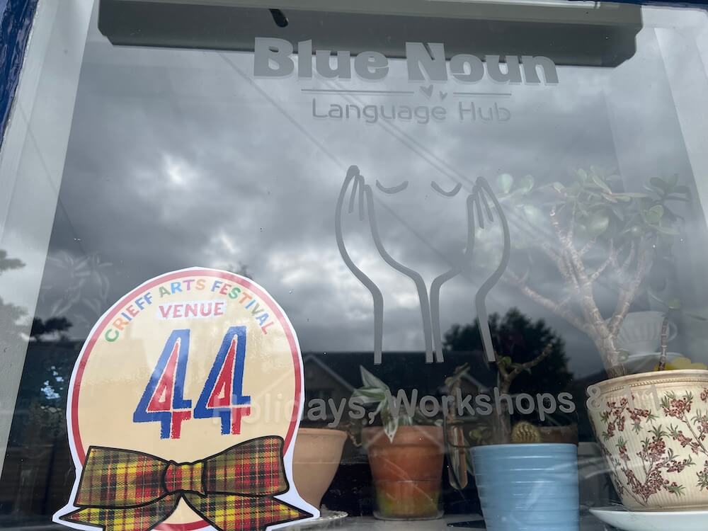 Crieff Arts Festival Window Blue Noun
