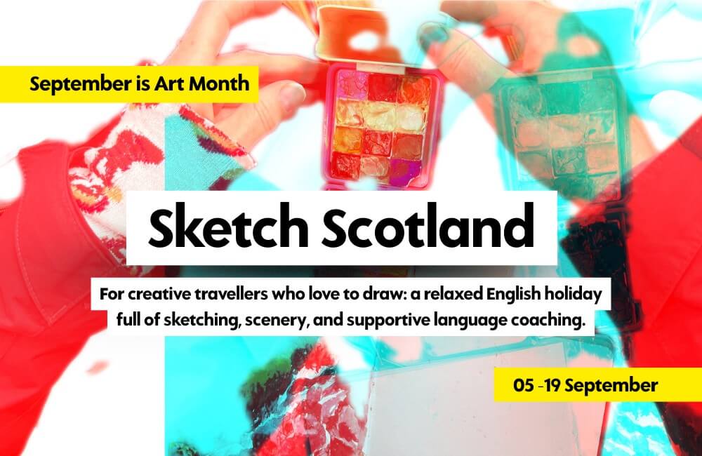 Scotland for an Art and English Retreat artist with palette and paining