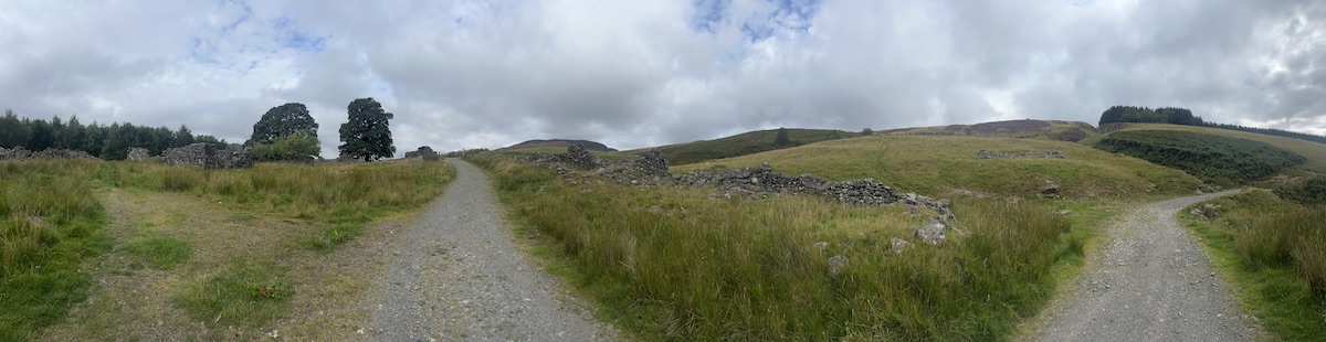 panoramic image of abandoned houses in gQen Quaich from highland clearances 