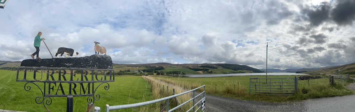 panoramic of farm seen walking glen quaich