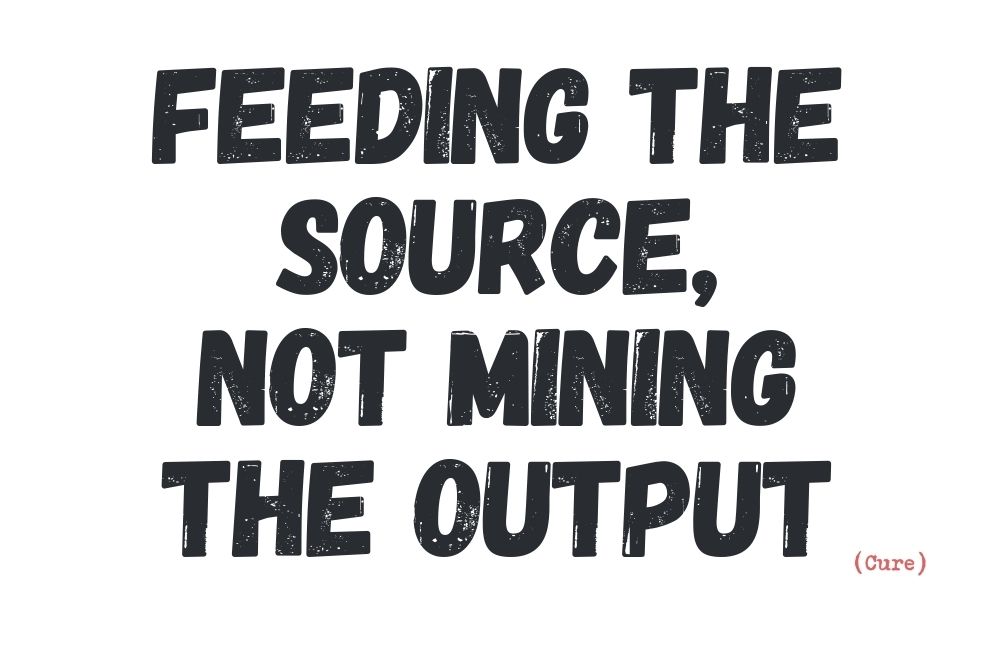 Feeding the source — a dictionary term describing how English feels when it is replenished, not constantly mined for output.