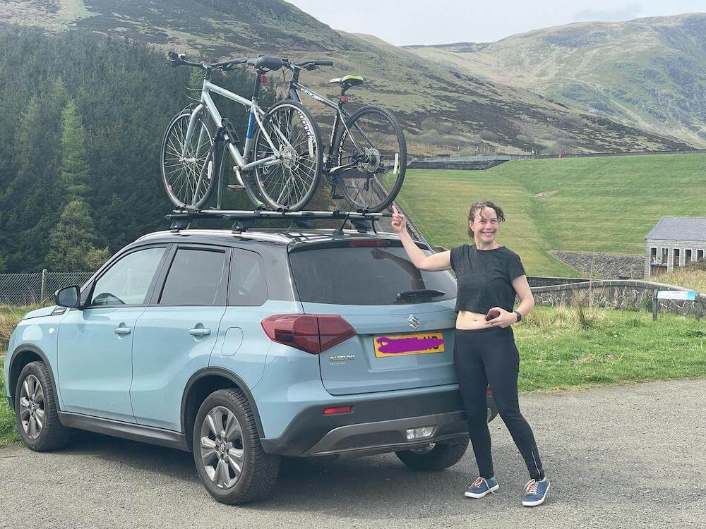 Blue Noun car with bikes on roof for visiting Perthshire