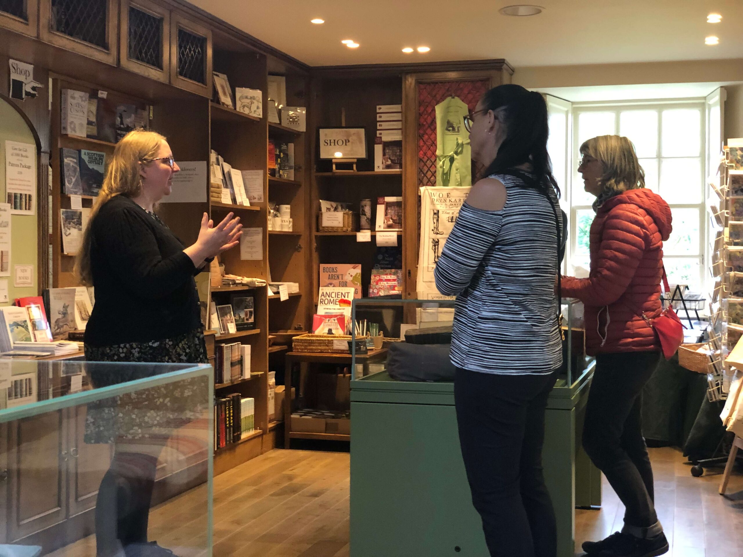 Senior language holiday visiting artist studio - real world english practice at Innerpeffray library