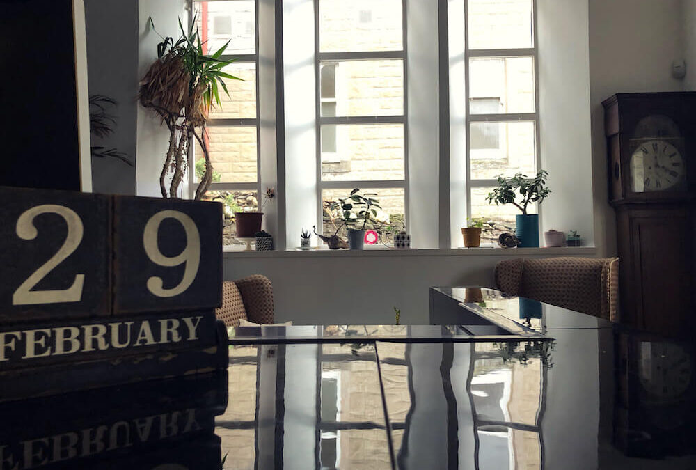 Where Review & Revive sessions take place — Blue Noun, Crieff. Blue Noun Language hub Crieff interior windows for