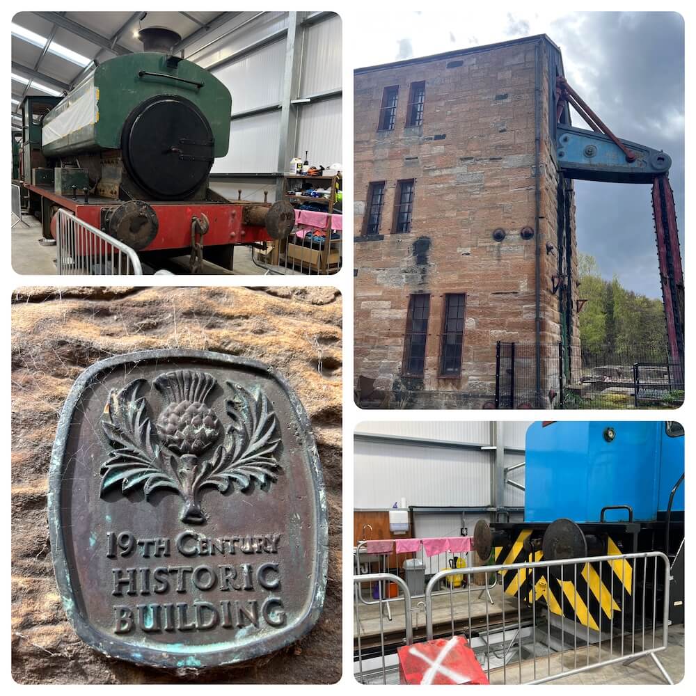 Historic steam machinery at an industrial heritage museum near Edinburgh