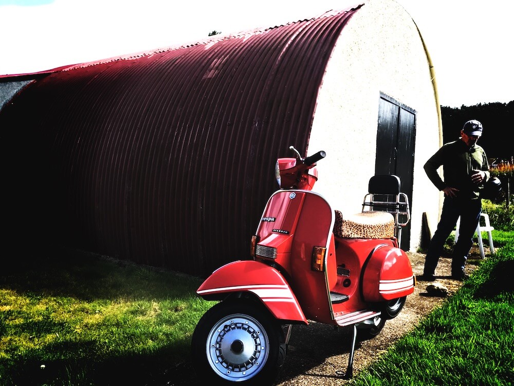 Cultybraggan camp NIssan hut and micro business with vespa