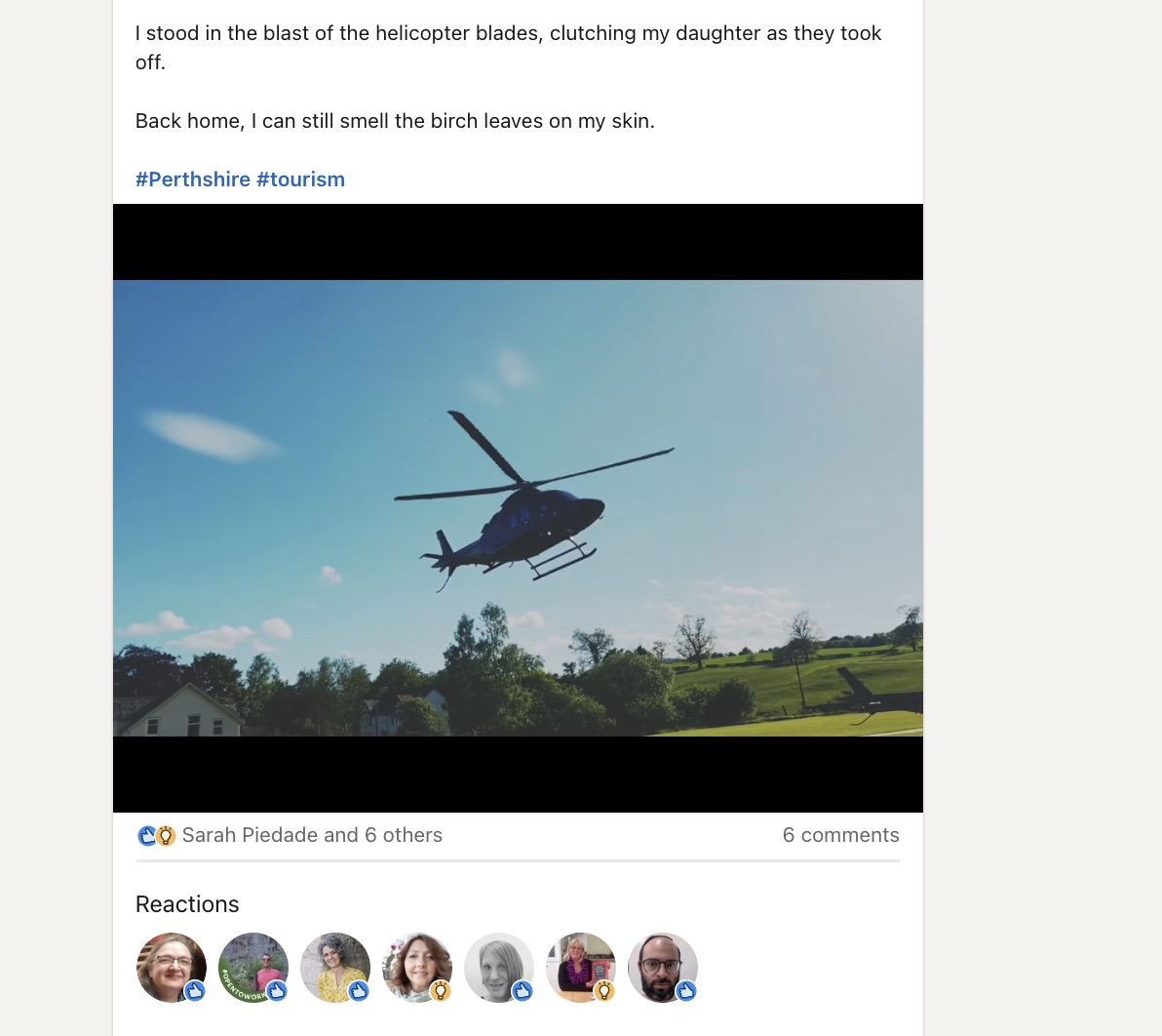 This LinkedIn discussion explored another side of tourism in Perthshire — helicopter tourism, access, and competing relationships with landscape.