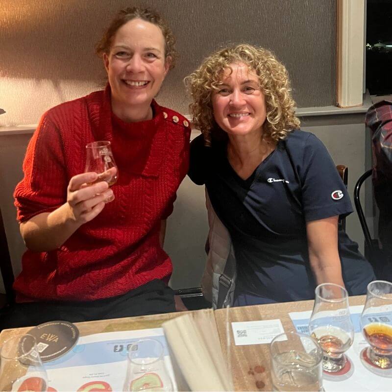 English coach Ruth and client Ana at whisky tasting event in Crieff