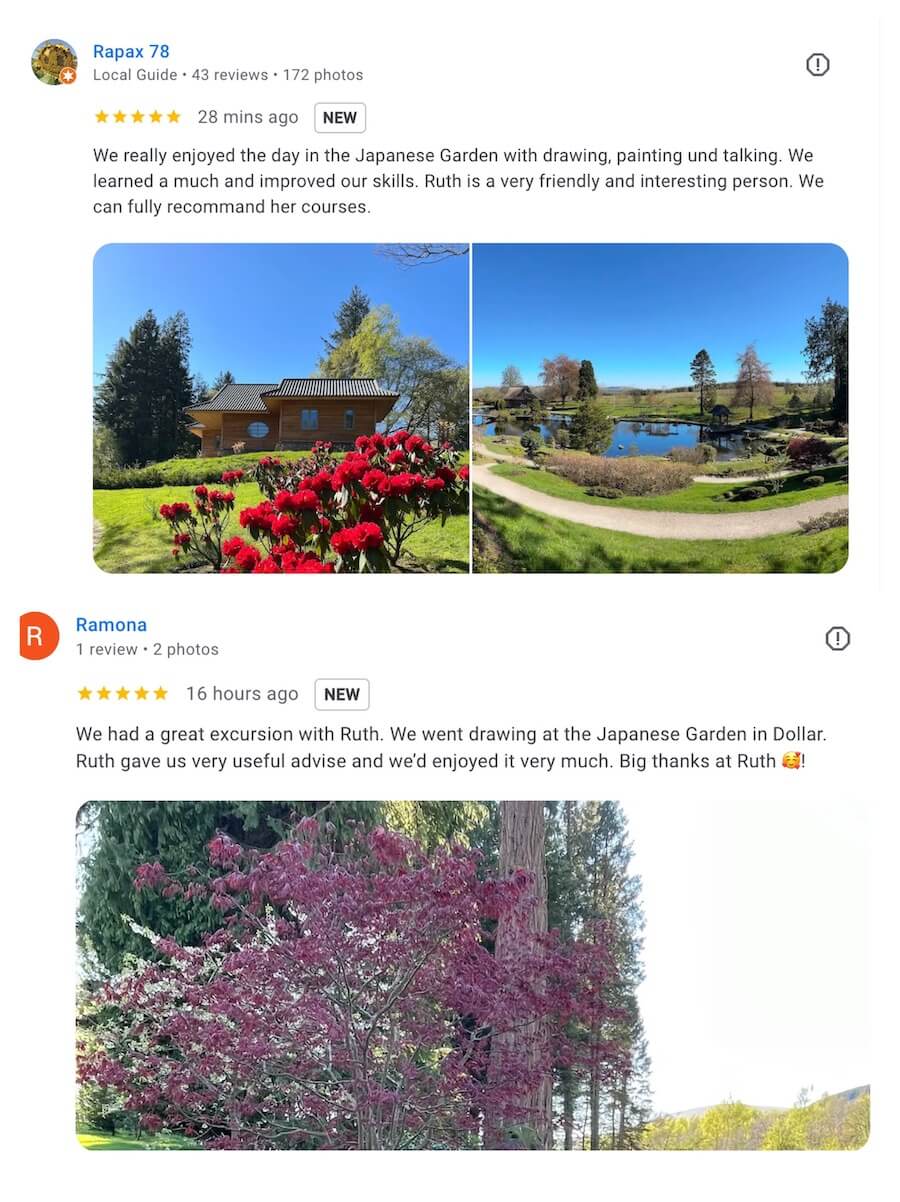 google reviews for day drawing at Japanese Gardens