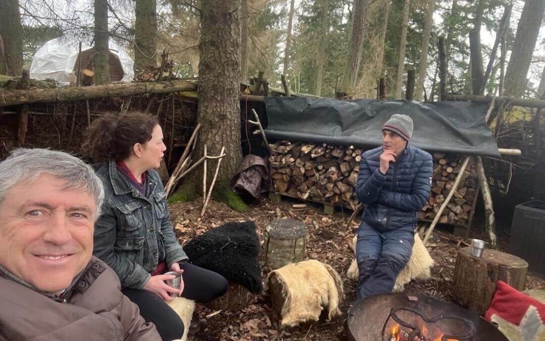 Outdoor fire and conversation at Do It Outdoors in Perthshire