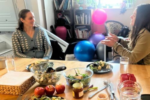 Author Hazel Bray during language workshop at Blue Noun (sharing dinner)