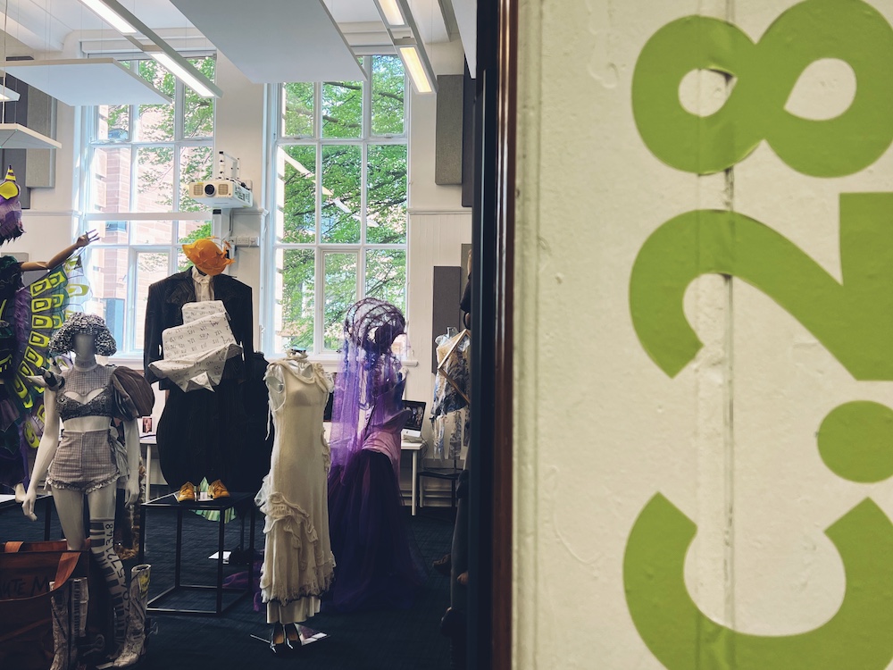 Mixed-media costume department installation at the Edinburgh College of Art Degree Show, demonstrating the playful use of materials explored during our creative English workshop.