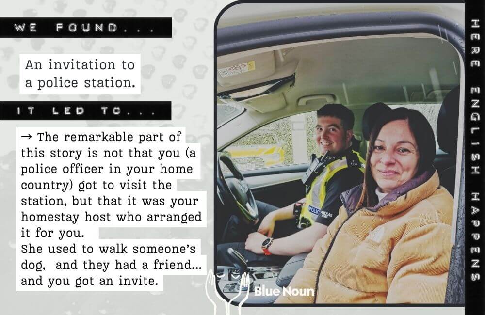 holistic language learning - student and police car