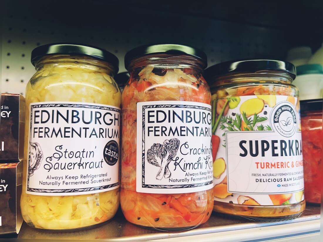 jars of Edinburgh Sauerkraut on shelf