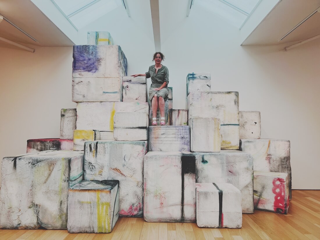 Blue Noun founder Ruth Pringle at an Eva Rothschild exhibition at Fruitmarket, Edinburgh, photographed by one of her English language holiday guests.