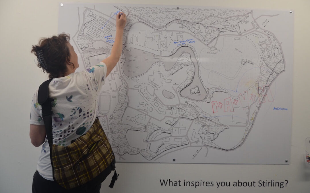 Learning English outside the classroom by adding my response to an interactive Stirling map at the Macrobert Arts Centre.