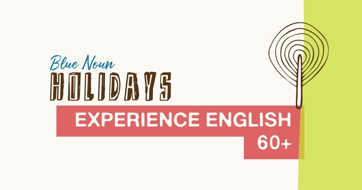 Blue Noun graphic for Experience English 60+ holiday in Scotland