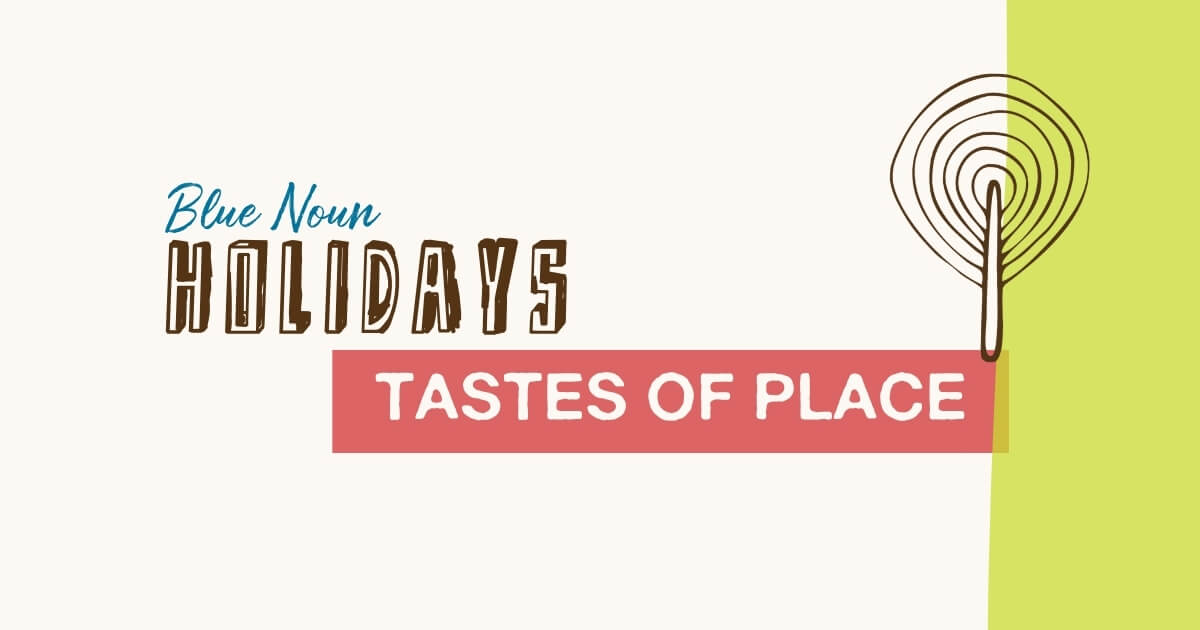 Blue Noun graphic for Experience English Tastes of Place food festival holiday in Scotland