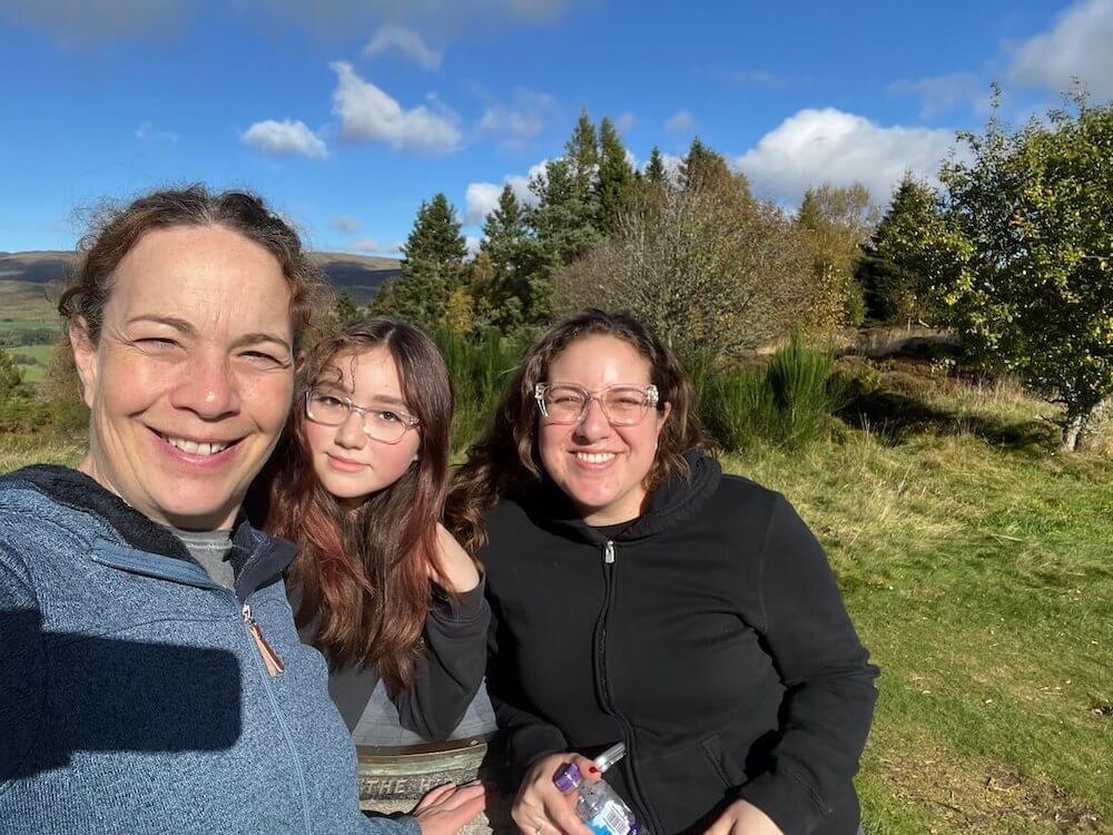 Blue Noun family holiday guests enjoying a day out together in Crieff, Perthshire.